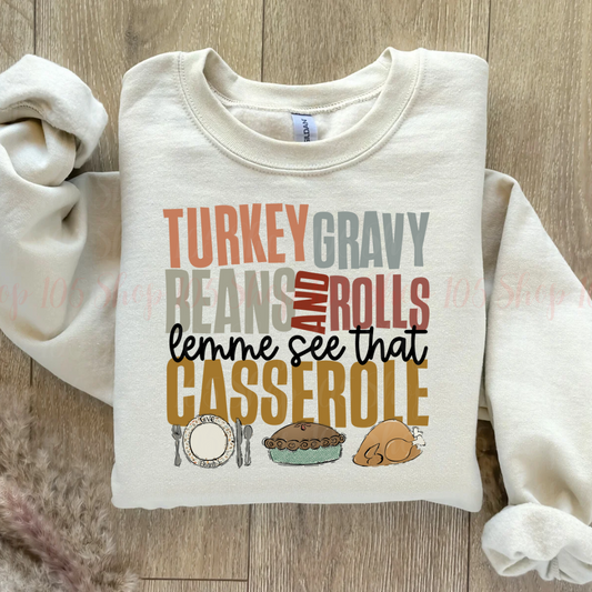 Turkey Gravy Bean and Rolls